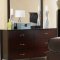 Merlot Finish Modern Bed w/Brown Bycast Leather Headboard