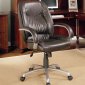 Brown Vinyl Office Chair w/Metal Silver Finish Base & Gas Lift