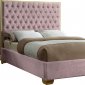 Lana Upholstered Bed in Pink Velvet Fabric by Meridian