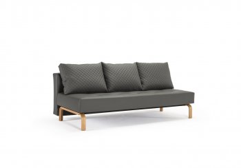 Supremax Quilt Sofa Bed in Gray w/Oak Legs by Innovation [INSB-Supremax-Quilt-585]