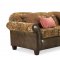 Fabric & Bycast Leather Traditional Living Room Sofa w/Ottoman