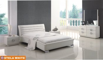 White Stela Bedroom w/Upholstered Bed & Optional Casegoods [AEBS-Stela White]