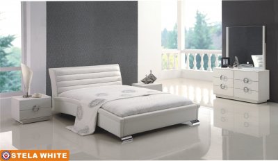 White Stela Bedroom w/Upholstered Bed & Optional Casegoods