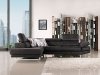 Black Fabric Modern Sectional Sofa w/Adjustable Headrest