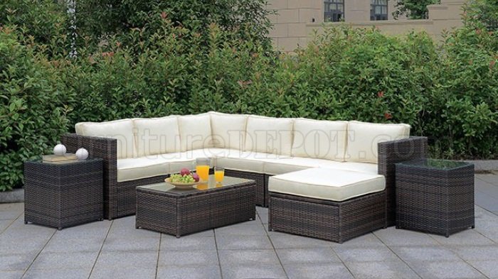 Ilona Outdoor Patio Sectional CM-OS2136-Set2 in Ivory & Espresso