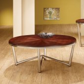 701798 3Pc Coffee Table Set by Coaster w/Brushed Nickel Base