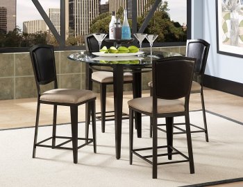 Black Metal & Glass Top Modern 5Pc Counter Height Dining Set [HEDS-6630-36]