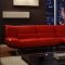 Mocha or Red Leather Contemporary Sectional Sofa w/Metal Legs