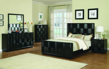 Dark Brown Glossy Finish Contemporary Wavely Shaped Bedroom [CRBS-168-201361]