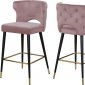 Kelly Counter Stool 791 Set of 2 Pink Velvet Fabric by Meridian