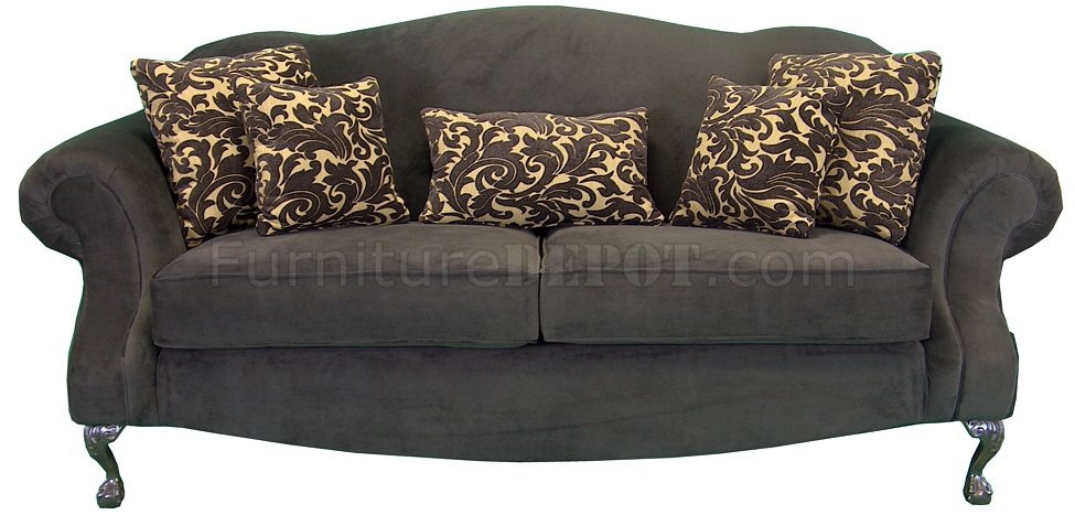 Chocolate Fabric Traditional Sofa & Loveseat Set, Optional Chair - Click Image to Close