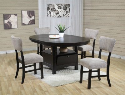 Black Finish Dinette With Oak Veneer Top w/Storage Drawer