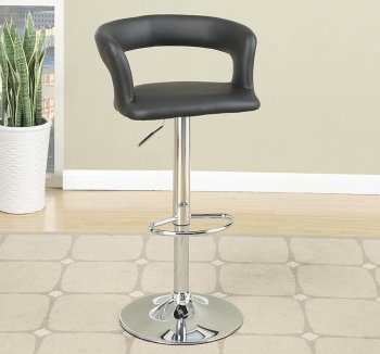 F1555 Set of 2 Bar Stools in Black Leatherette by Poundex [PXBA-F1555]