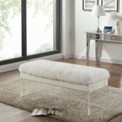 Jenny 105 Bench in White Plush Faux Fur by Meridian