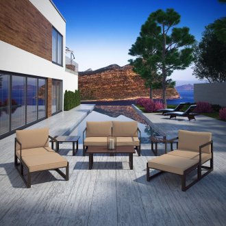 Fortuna 9Pc Patio Sectional Set by Modway Choice of Color