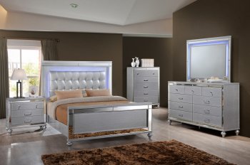 Valentino II Bedroom Set 5Pc B9698 in Silver by NCFurniture [SFNCBS-B9698-Valentino II Silver]