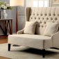 Lavre Accent Loveseat Chair CM-BN6247 in Ivory Linen-Like Fabric