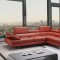 Venus Sectional Sofa in Dark Orange Leather by J&M