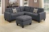 F6935 Sectional Sofa in Grey Fabric by Boss w/Ottoman