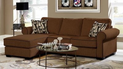 3500 Sectional Sofa in Chocolate Chenille w/Accent Pillows