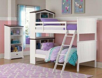 Lark B2118 Twin/Twin Bunk Bed in White by Homelegance w/Options [HEKB-B2118 Lark]