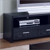 Black Matte Finish Contemporary Tv Stand W/Three Drawers