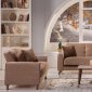 Fabio Plato Light Brown Sofa Bed in Fabric by Sunset w/Options