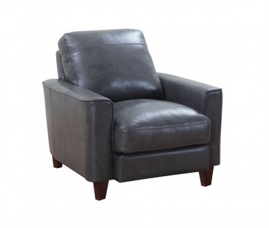 York Chair in Grey Leather by Beverly Hills