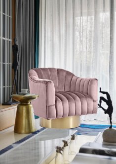 Farrah Accent Chair 520 in Pink Velvet Fabric by Meridian