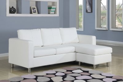 15068 Kemen Sectional in White Vinyl Sofa by Acme