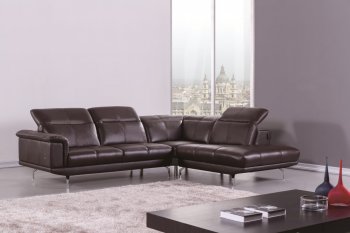 S195 Sectional Sofa in Dark Brown Leather by Beverly Hills [BHSS-S195 Dark Brown]