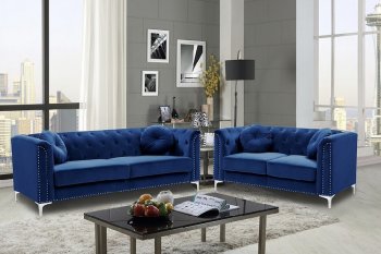 LCL-016 Sofa & Loveseat Set in Blue Velvet [BDS-LCL-016 Blue]