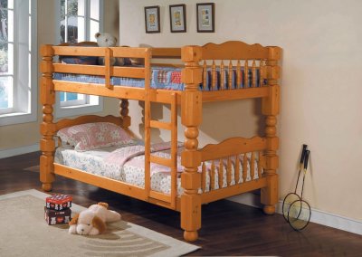 Honey Oak Finish Kid's Bunk Bed