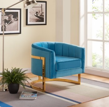 Carter Accent Chair 515 in Aqua Velvet by Meridian [MRCC-515 Carter Aqua]