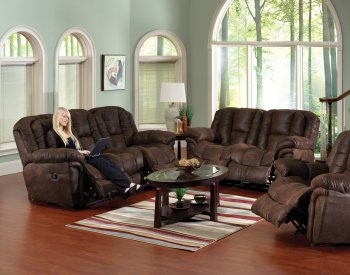 Chocolate Faux Leather Contour Reclining Sofa & Loveseat Set [CNS-392 Contour Chocolate]