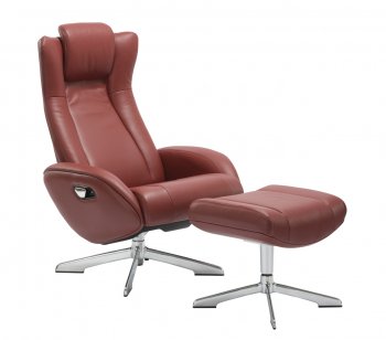 Maya Chair & Ottoman in Red Leather by J&M Furniture [JMRC-Maya Red]