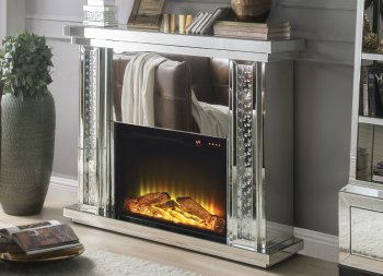 Nysa Fireplace 90254 in Mirror by Acme w/Adjustable Temperature [AMFP-90254-Nysa]