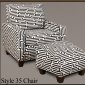 Zig Zag White & Black Vinyl Modern Chair and Ottoman Set