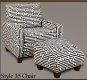 Zig Zag White & Black Vinyl Modern Chair and Ottoman Set