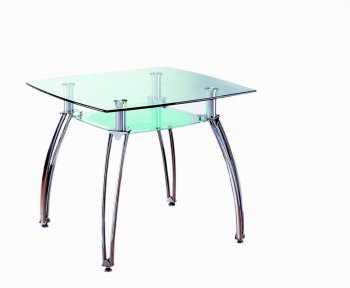 Glass Top & Metal Base Modern Square Dining Table w/Shelf [GRDS-KA-6093C]