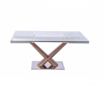 Celeste Expendable Dining Table w/Glass Top by Whiteline Imports [WLDS-Celeste-Walnut]