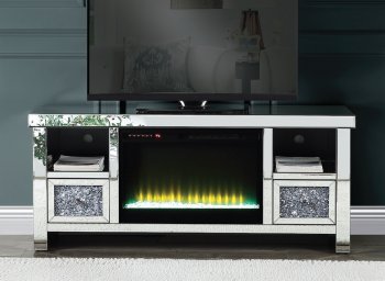 Noralie TV Stand w/Fireplace LV00313 in Mirrored by Acme [AMTV-LV00313 Noralie]