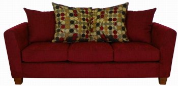 Red Fabric Modern Sofa & Loveseat Set w/Optional Items [PMS-4800-Scarlet]