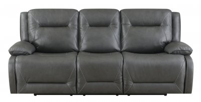 Dansby Power Motion Sofa in Charcoal Leather Match by Klaussner