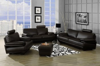 Modern Black Bonded Leather Sofa & Loveseat Set w/Options [CVS-Sheraton-Black]