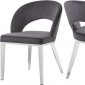 Roberto Dining Chair 764 Set of 2 Grey Velvet Fabric - Meridian