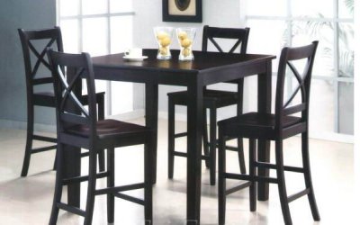 Espresso Finish Modern 5 Piece Counter Height Dining Set