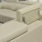 Cream Full Leather 3PC Living Room Set w/Adjustable Headrests