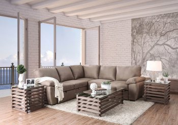 Alka Sectional Sofa CM6576 in Light Brown Faux Nubuck Fabric [FASS-CM6576-Alka]