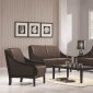 Durable Brown Vinyl Modern 3Pc Sofa, Loveseat & Chair Set